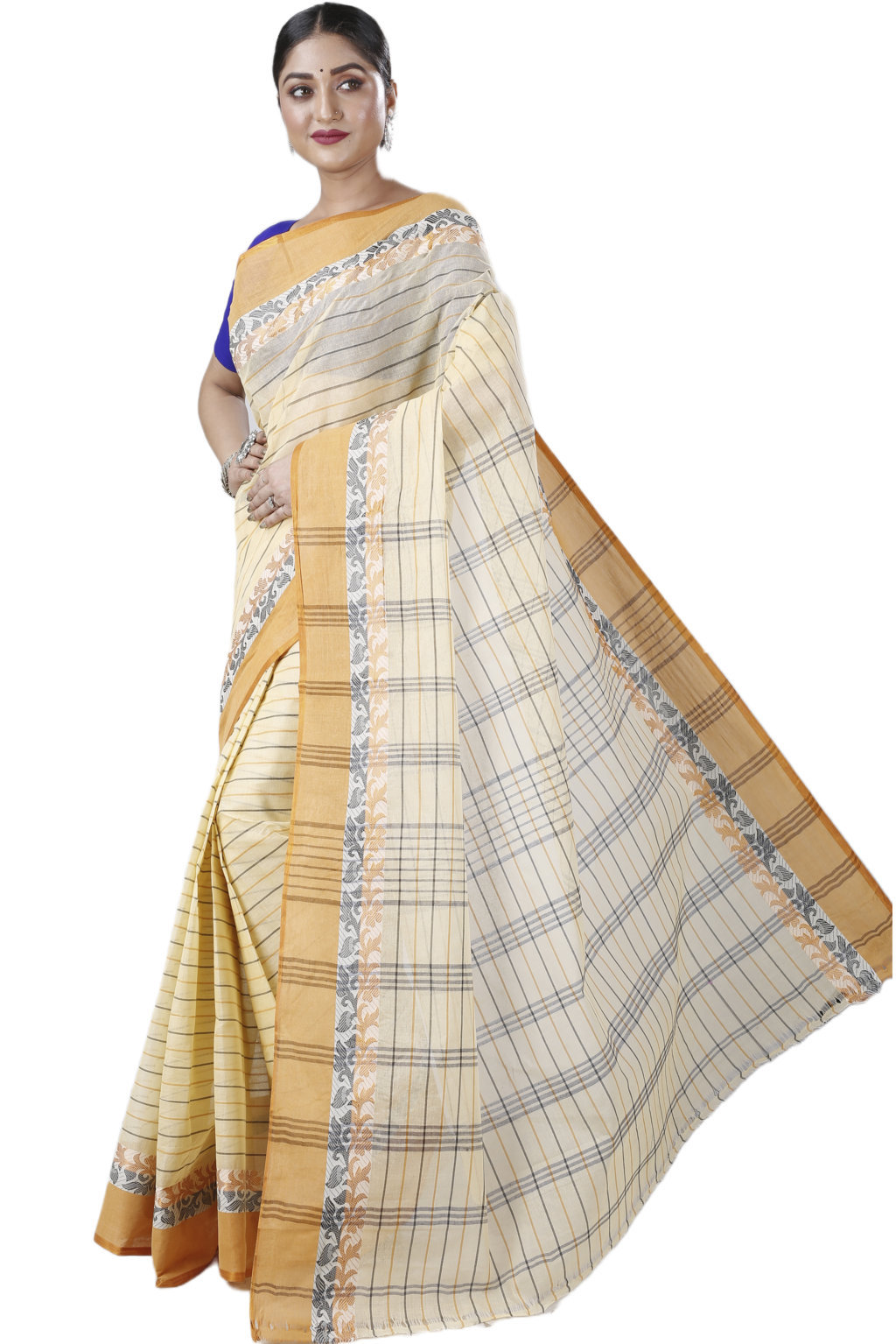 Yellow Pure Cotton Subha Tant Saree (1083)